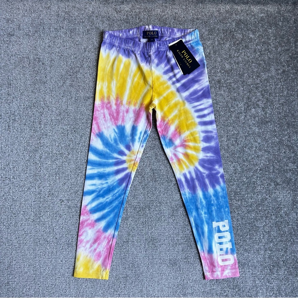 NWT Polo Ralph Lauren Kids Tie-Dye Stretch Jersey Leggings, Size 7